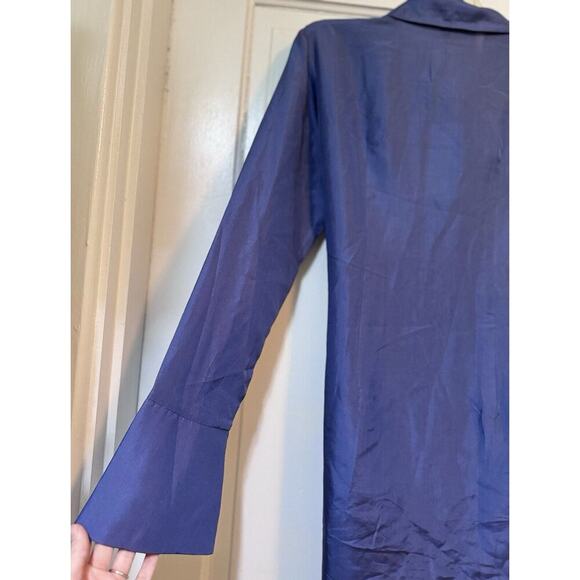 NWT Elliatt Anthropologie Moonlit Blue Silk Button Up Mini Dress Size Small - Picture 5 of 16